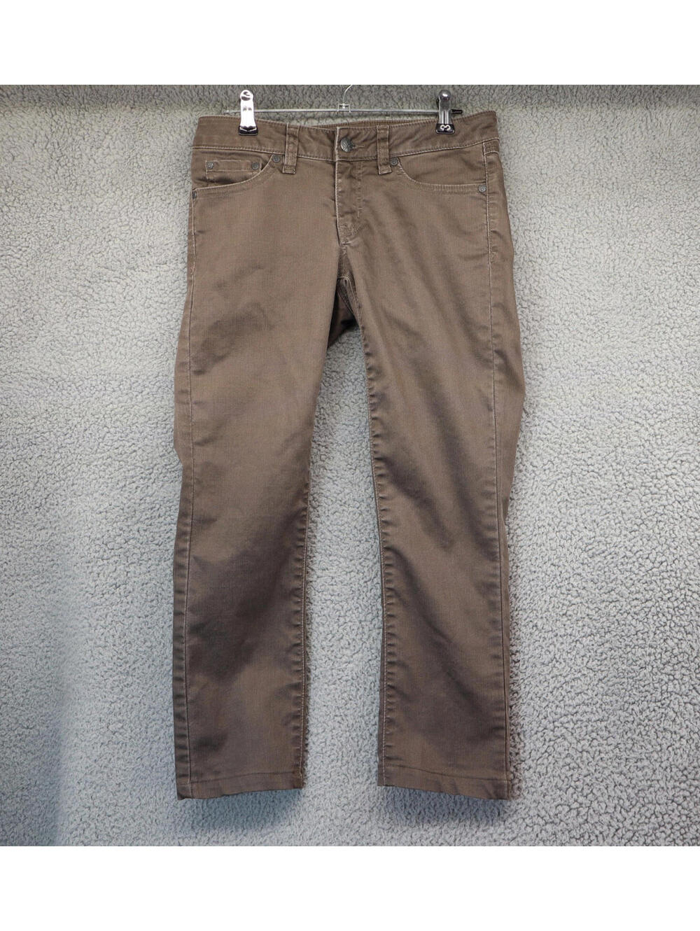prAna Women Kara Jean 0/25 Fitted Dark Mud Organic Cotton